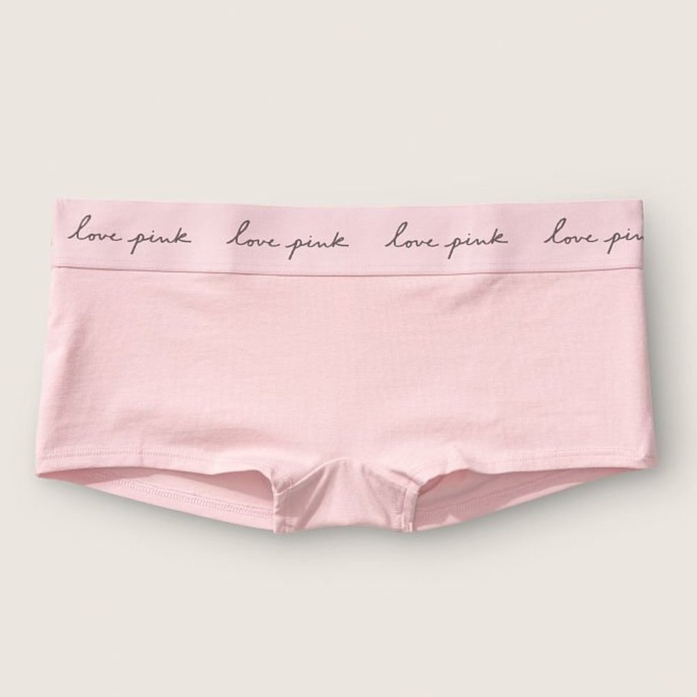 VS PINK Boyshort Pink Rose NWT Victoria’s Secret PINK LOGO Waistband Shorty NWT
